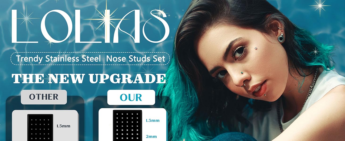LOLIAS 80-160Pcs Nose Rings Studs for Women Men - Straight or L Shaped Surgical Stainless Steel Small Nose Studs Pin - Hypoallergenic 20G 22G Tiny Nose Piercing Jewelry 1.5/2/2.5/3 mm CZ LOLIAS 80-160Pcs Nose Rings Studs for Women Men - Straight or L Shaped Surgical Stainless Steel Small Nose Studs Pin - Hypoallergenic 20G 22G Tiny Nose Piercing Jewelry 1.5/2/2.5/3 mm CZ