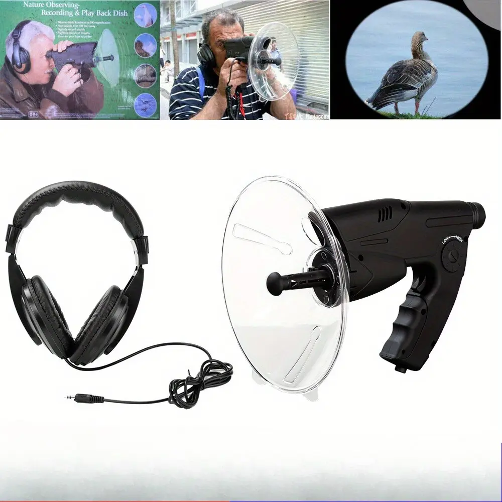 Parabolic Microphone Bird Monocular - Bionic Ear for Long Range Listening & Bird Watching | Outdoor Sound Amplifier for Wildlife Observation, Camping, Hiking & Home Security, Portable Clear Sound Collector for Outdoor Animal Watching