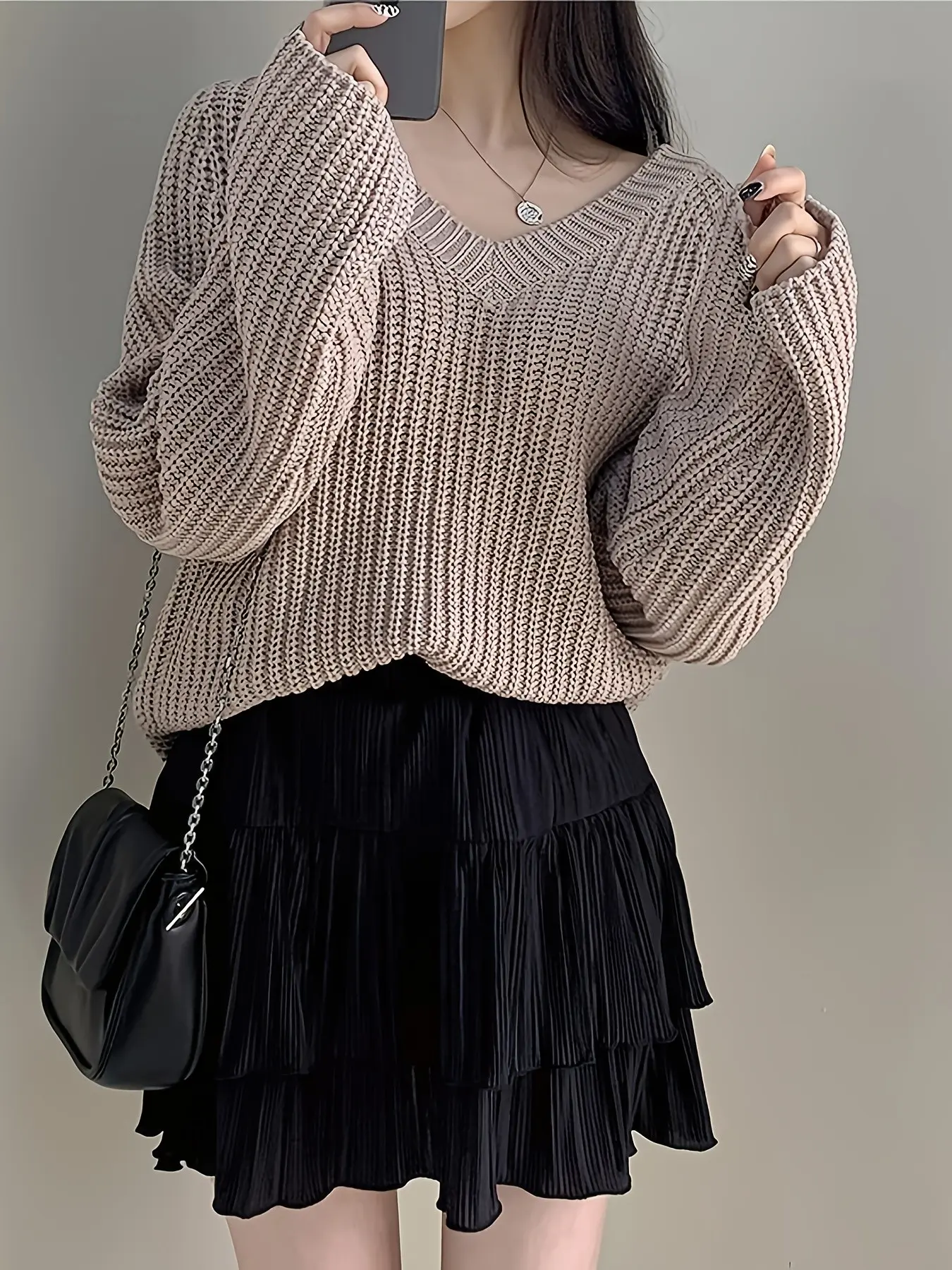 2026 Japanese Style High-Waisted Midi Skirt, Folded Layer Design, Slimming A-Line, Comfortable Elastic Waist, Versatile Fashion