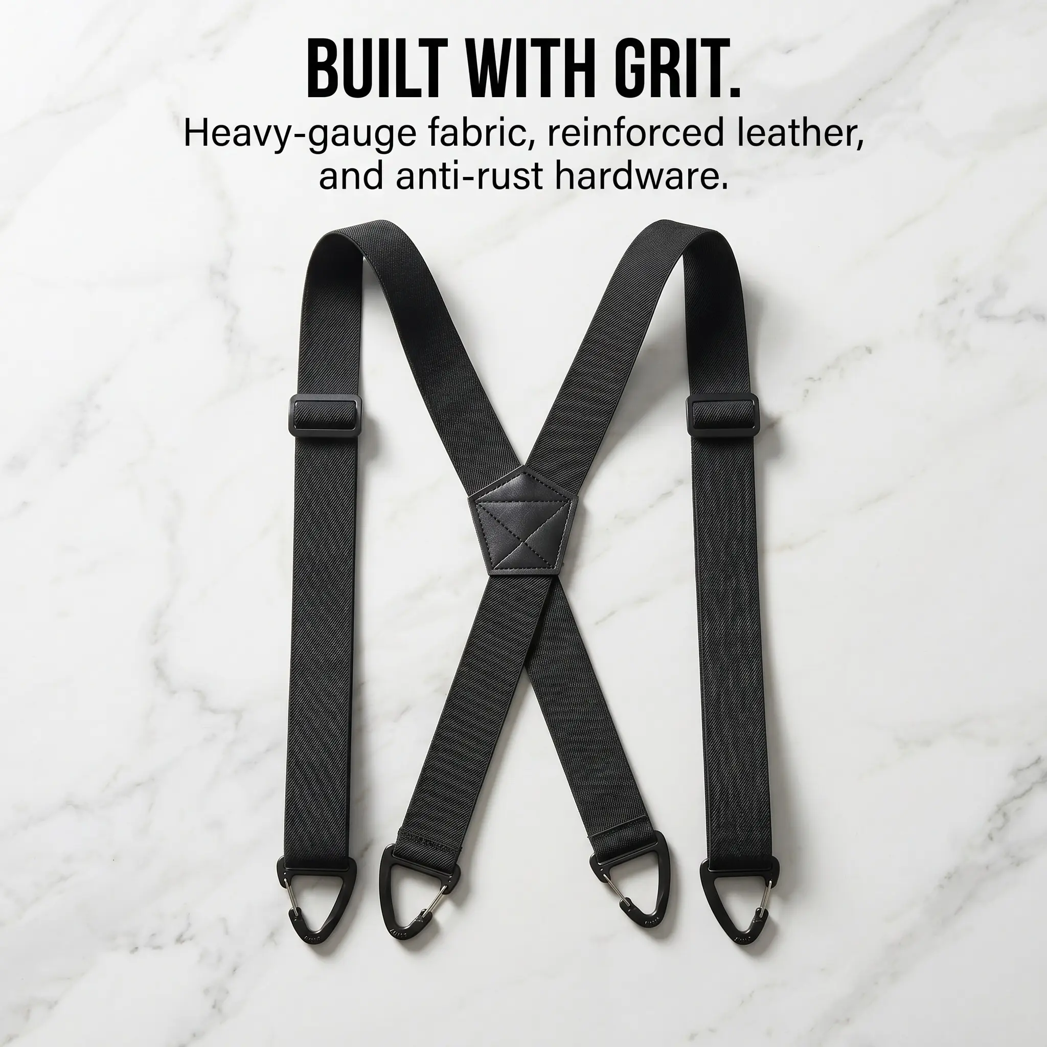 Men's Heavy-Duty X-Back Suspenders, 1.5" Wide Adjustable Elastic Braces with 4 Strong Clips, Anti-Rust Hardware & Genuine Leather Joint, Durable for Work, Outdoor & Formal Wear-YY0