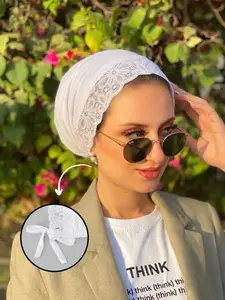 Soft Modal Hijab Inner Lining Hat, High Elastic Non-Slip Strap, Comfortable and Easy to Wear, Elegant Lace Design, Fashionable and Stylish