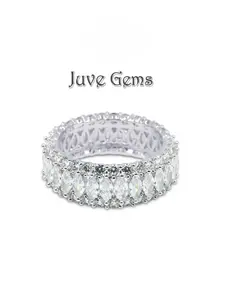 Full Row Marquise Cut Artificial Zircon Ring, Elegant Engagement Ring, Dazzling Unique Design in a Light Luxury Style, Suitable for Daily Stacking or as a Gift for Special Occasions such as Weddings and Anniversaries