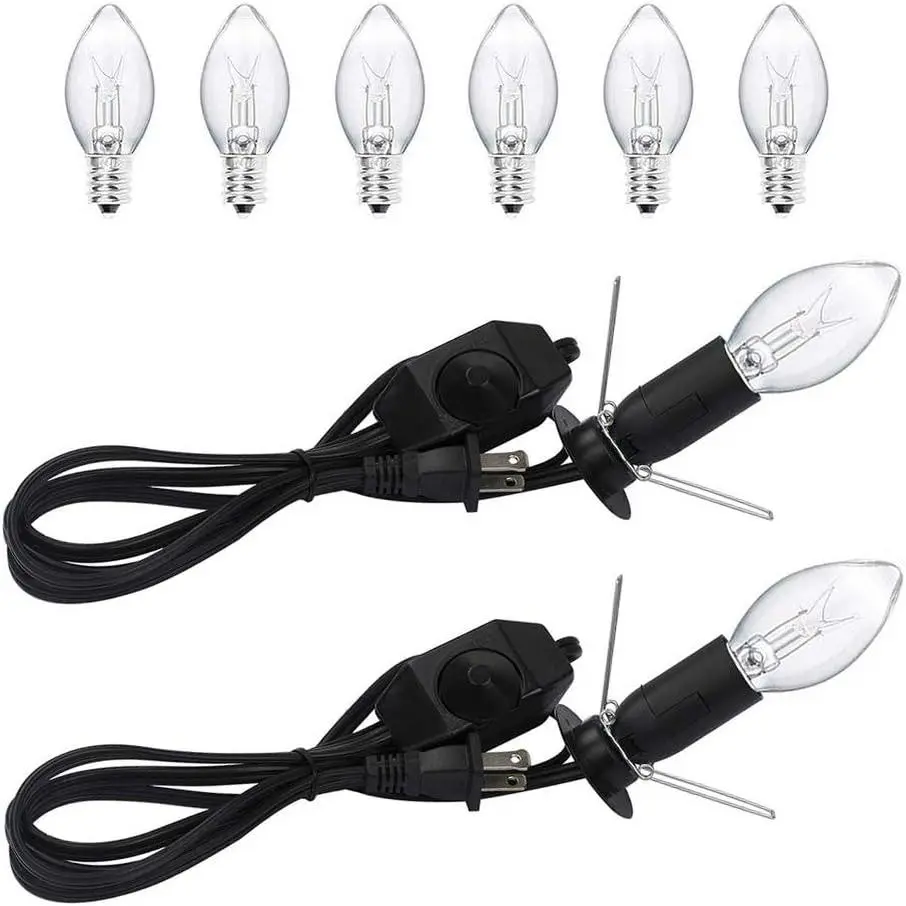 1 Pack Salt Lamp Cord  with Dimmer  5  Lamp Cord and 6-Pack Halogen Salt Lamp Bulbs(15 Watts)