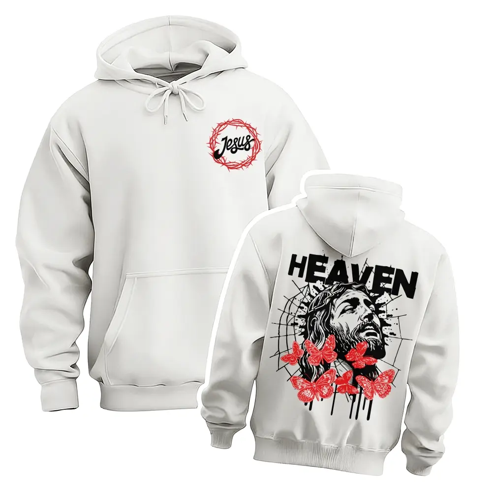 Men’s Religious Jesus Graphic Hoodie with Thorn Crown Print, Oversized Pullover Sweatshirt, Gothic Streetwear Style Long Sleeve Hooded Top, Casual Loose Fit Hoodie for Fall Winter Daily Wear