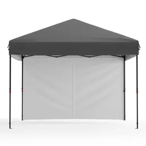 GAOMON Heavy Duty Pop Up Canopy Tent 10x10 ft – One-Button Setup, 1 Removable Sidewall, 3 Adjustable Heights, UPF 50+ Waterproof, Portable Roller Bag, 4 Weight Bags, Stakes, Guy Ropes – Backyard, Camping, Farmers Market – White