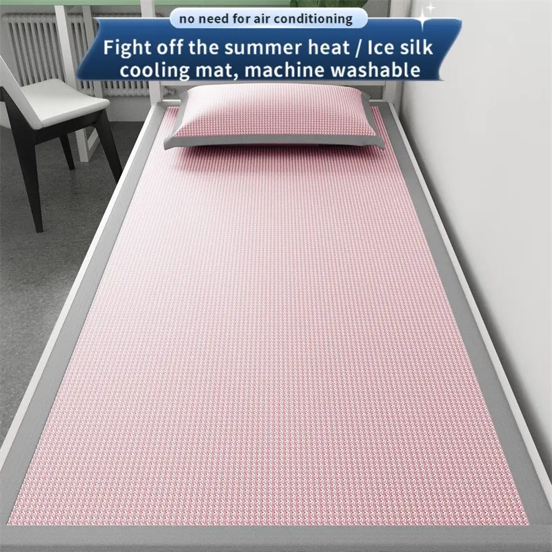 Cooling Ice Silk Fitted Sheet for Summer Machine Washable Single Bed Mattress Cover with 1 Pillowcase