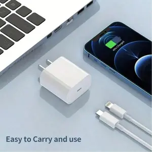 20w Super Fast USB-C Charger, Compatible with iPhone 17-11 & Samsung S26-S22, 3.3ft USB-C to Lightning/USB-C Cable, Ideal for Home Office Travel