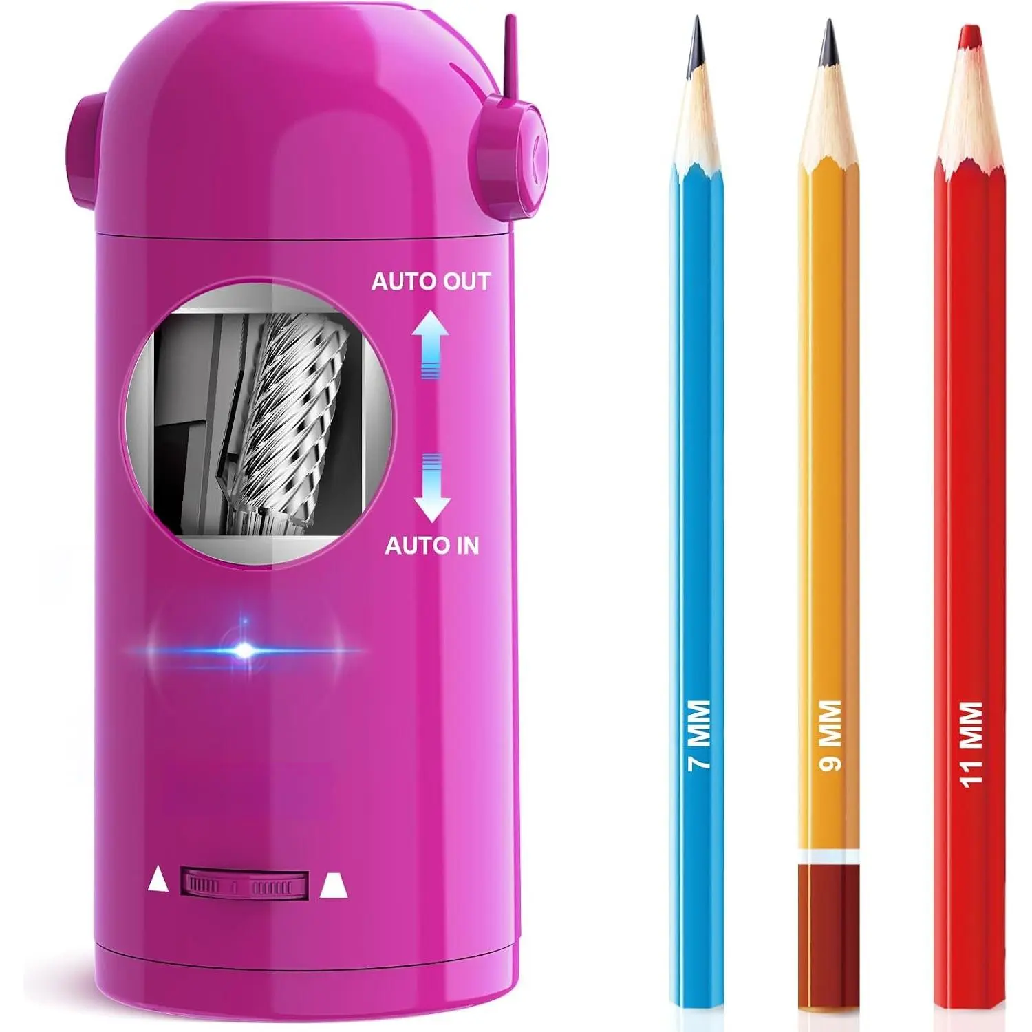 Electric Pencil Sharpener, Fully Automatic Pencil Sharpener for Classroom, 7-11.5mm Colored/ Pencils, Robot Pencil Sharpeners for Teacher Artitist Office , Rechargeable & Cordless, PSX5