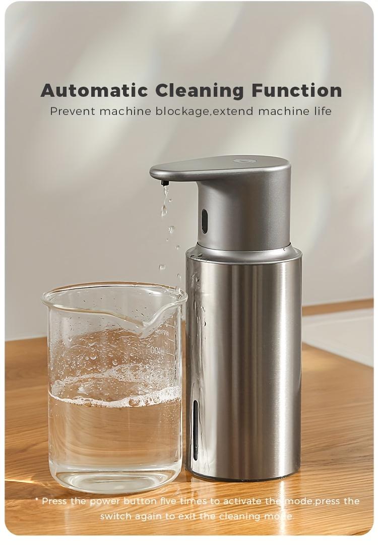 Automatic Sensor Soap Dispenser, Stainless Steel Rechargeable Liquid Dispenser, Infrared Sensor Hand Bottle, Adjustable Height Levels, 16.23oz Large Capacity, Rechargeable Wall-Mounted Bathroom Liquid Dispenser Suitable for Kitchen And Bathroom