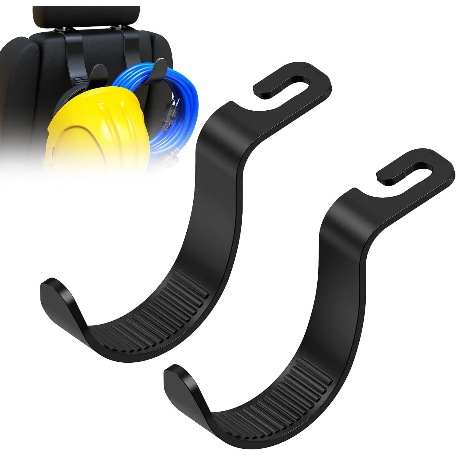 XL Hard Hat Headrest Hooks for  Heavy-Duty  Seat  Organizer | Durable ABS Material,  Seat Hanger for Jobsite Tools Travel Bags Groceries Backpack, 2 Pack  Storage Holder