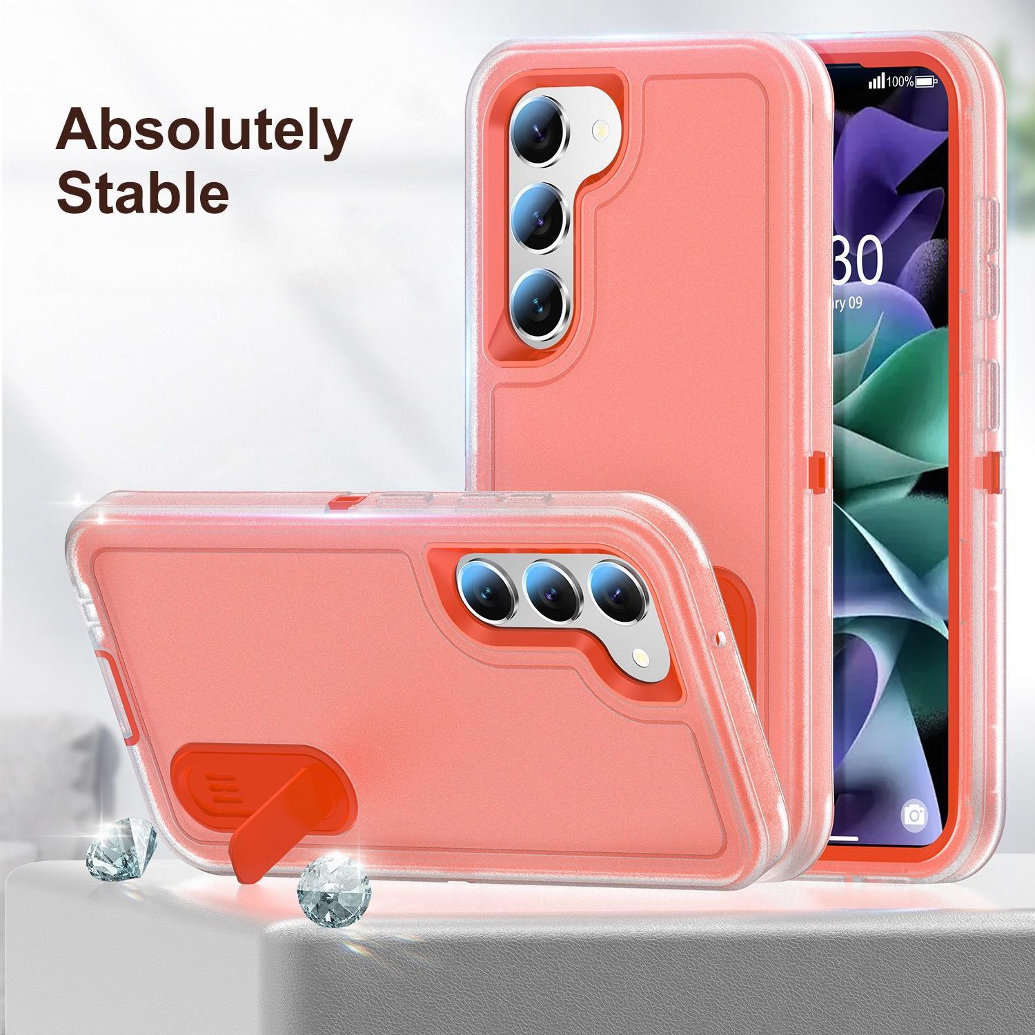 Protective Phone Case with Built-in Kickstand for Samsung Galaxy S24 Ultra 5G, Heavy Duty Rugged Shockproof Defender Cover