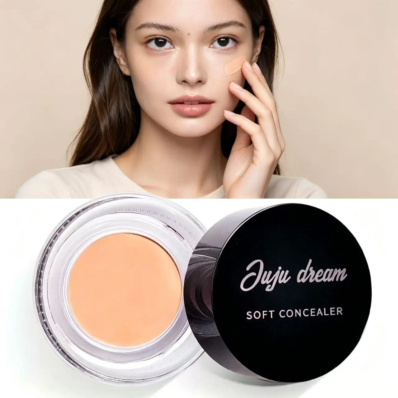 JUJU DREAM Soft Full Coverage Cream Concealer Pot, High Pigment Waterproof Longwear Camouflage Concealer Cream, Ultra-creamy smooth non-cracking texture, powerful coverage to fully hide dark circles, acne scars, redness, birthmarks and large tattoos