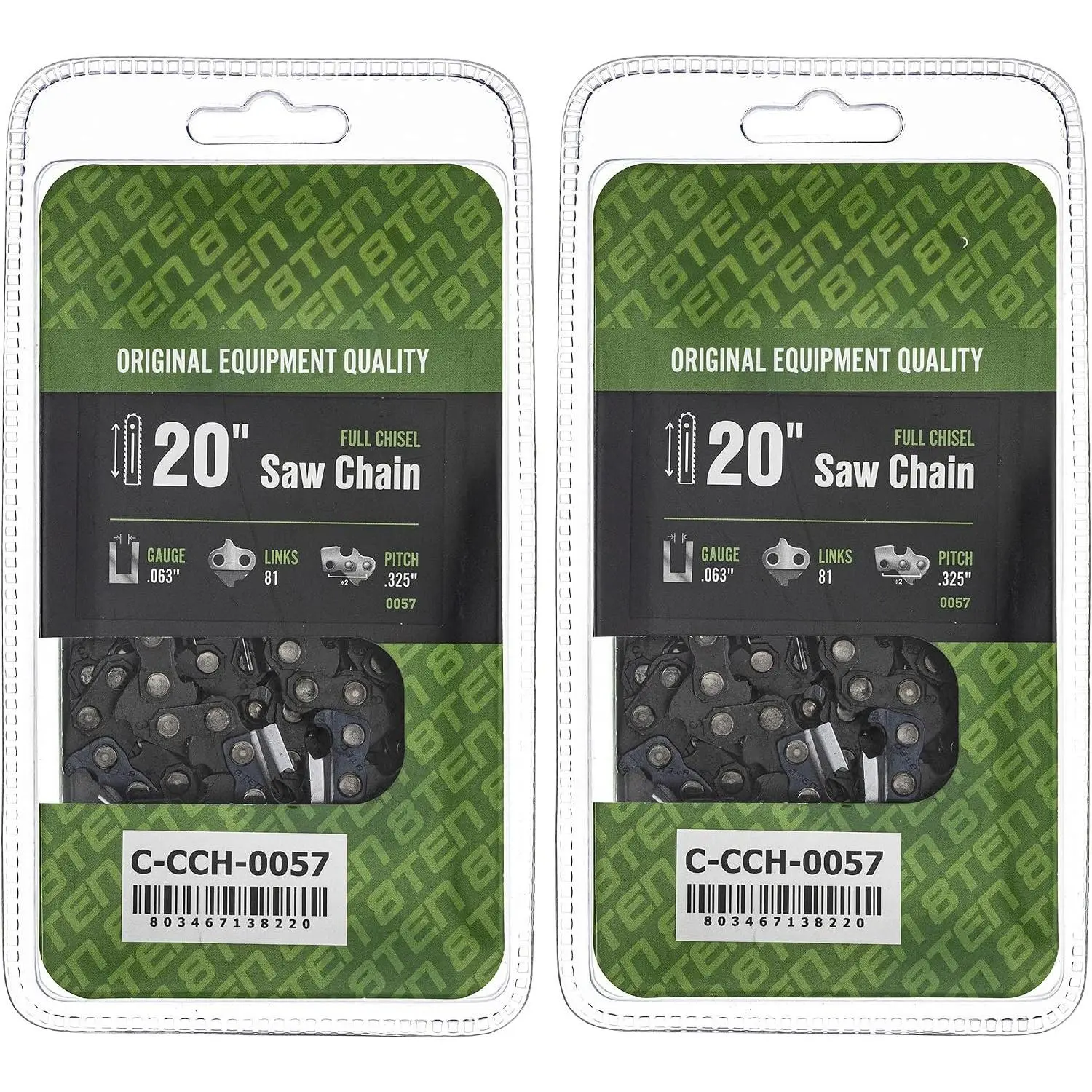 Full Chisel  Chain 20" Bar .063 Gauge .325 Pitch 81DL 2 Pack | For Stihl 024 026 028 MS 260 270 271 280 290