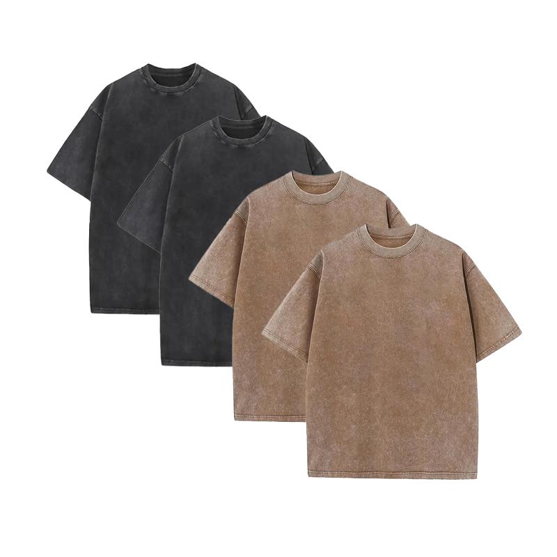 1/3 Pack Oversized Tshirts for Men Gym Vintage Heavyweight T Shirts Cotton Workout Acid Wash Baggy Tees