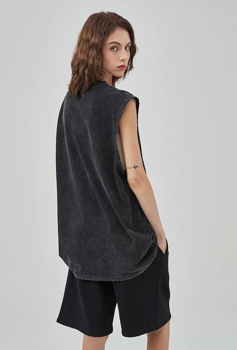 2026 solid color 2-Pack all genders new sports retro washed vest T-shirt gym fitness sleeveless T-shirt basketball training washed vest