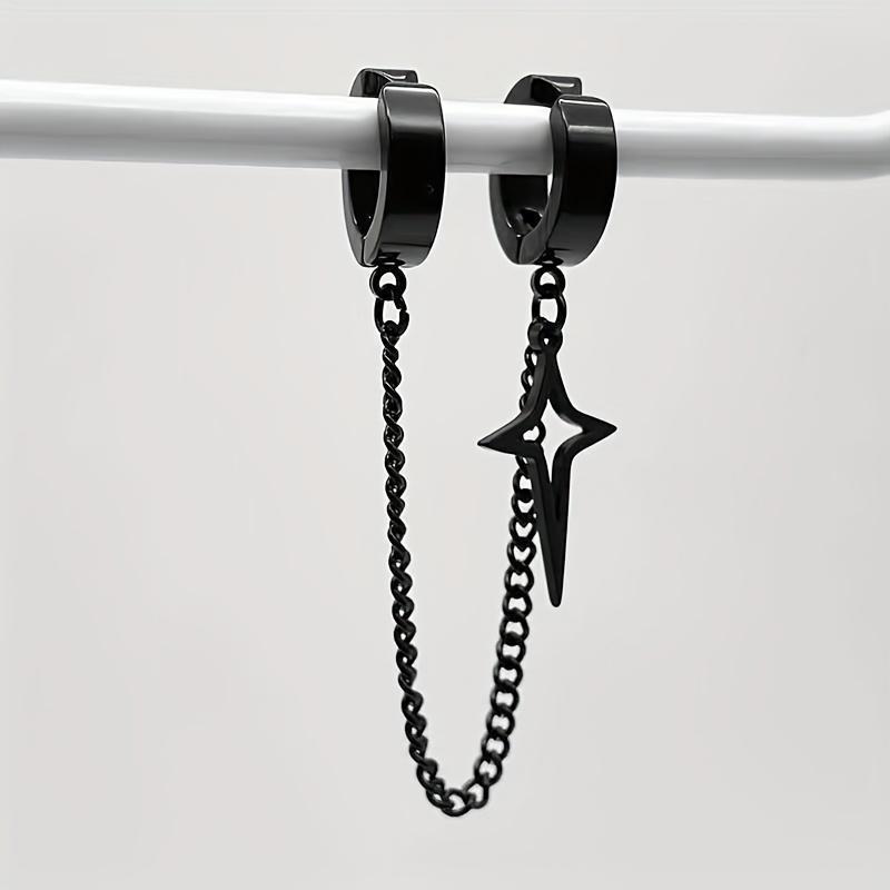 Men's Bold Chain Ear Clip - Stainless Steel Non-Piercing Design - Ideal for Streetwear, Festivals, Clubs & Casual Outings - Edgy Hip Hop Style Complements Urban Fashion Looks Men's Bold Chain Ear Clip - Stainless Steel Non-Piercing Design - Ideal for Streetwear, Festivals, Clubs & Casual Outings - Edgy Hip Hop Style Complements Urban Fashion Looks
