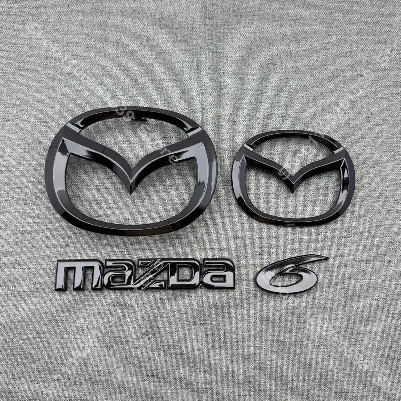 Plastic Car Front Trunk Emblem for Mazda 6 Logo Badge 3D Body Bright black Replaced Sticker Rear Tail Refitting Decoration