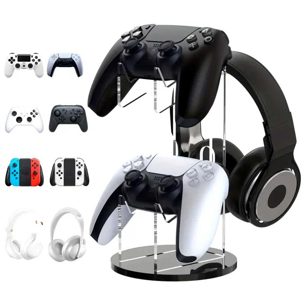 3-layer Compact Minimal Space Game Controller Stand & Headphone Stand, Organize Storage Arrangement Stand For PS5 S4 Controller, Controller Holder Headset Stand Gaming Accessories