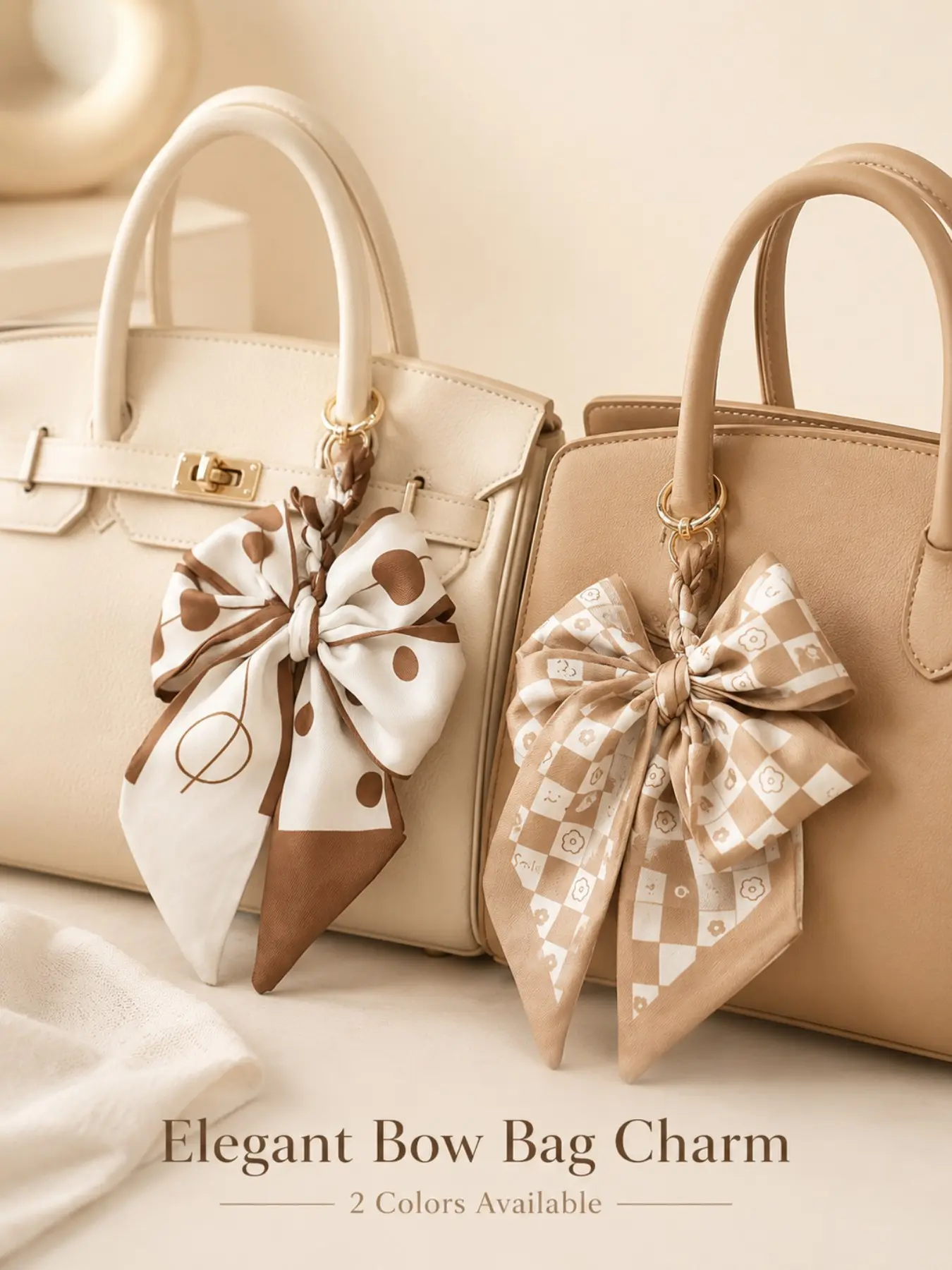 Elegant Bowknot Bag Charm, Purse Charms For Handbags, French Vintage Style Keychain, Versatile Two Color Options, Perfect Gift Recommendation, Light Luxury Accessory
