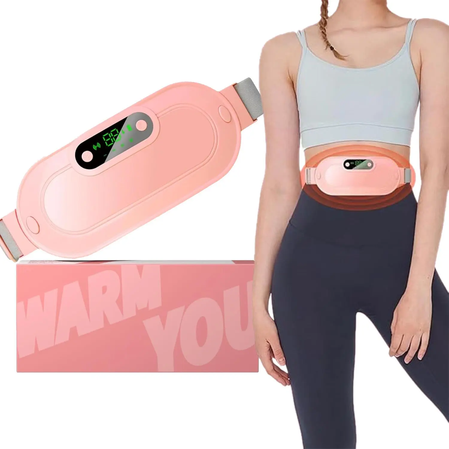 Heating Pad for Period Cramps, Portable Cordless Fast Pad Comfort with 3 Heat Levels & 4 Massage Modes, Menstrual Back Belly Pain Relief for Women