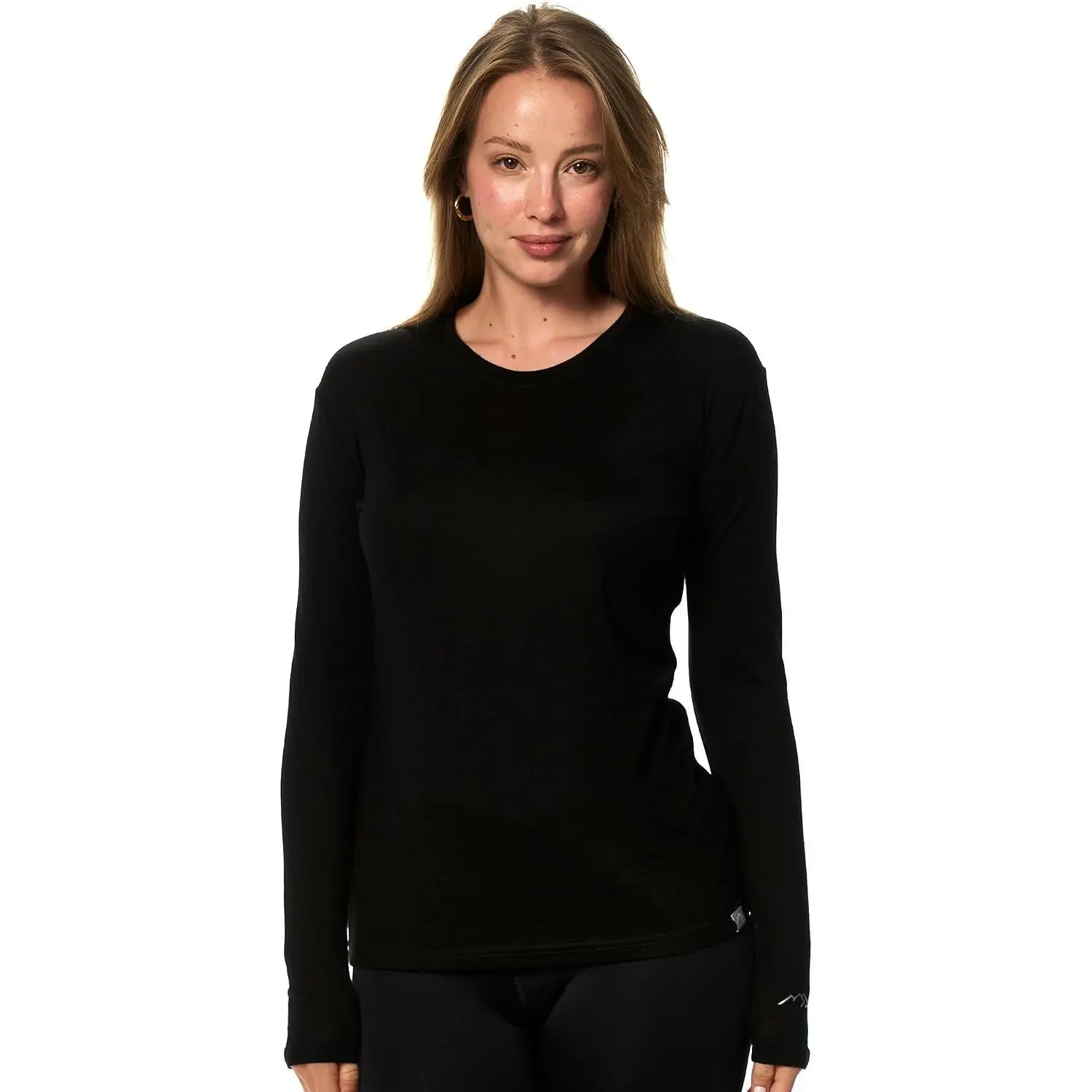 100% Merino Wool Base Layer Women Long Sleeve Thermal Underwear T-Shirt for Hiking