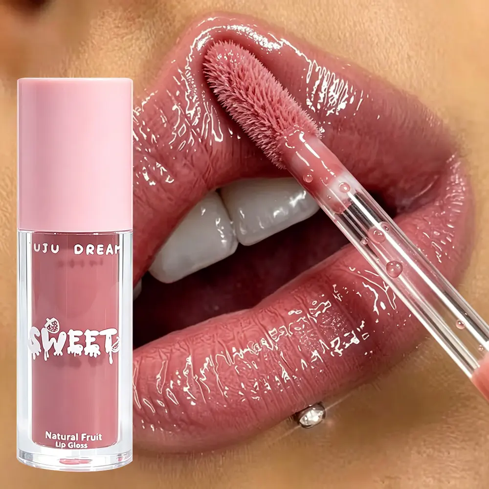 JUJU DREAM Sweet Natural Fruit Hydrating Lip Gloss, buttery smooth non-sticky hydrating formula nourishes. Highly pigmented rich color payoff, long-lasting smudge-proof & transfer-resistant wear that resists cup stains