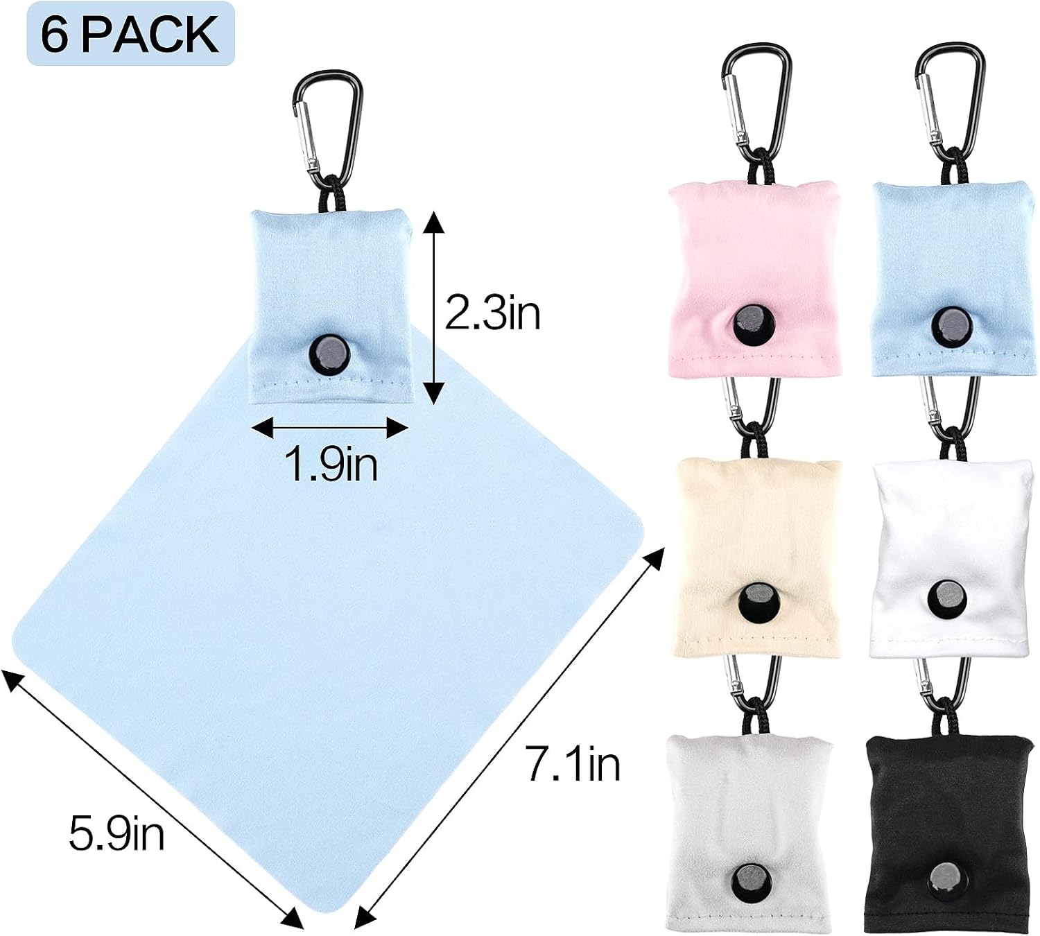 6 Pack Microfiber Glasses Cleaning Cloth, Wipes Lens Eyeglasses & Screens - , Portable with  & Pouch - Sunglasses, , Phone Cleaner Cloth ( Color)