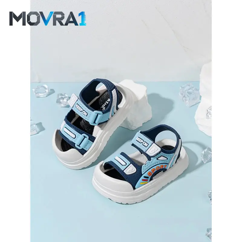 MOVRA1 Boys' Sandals 2026 New Arrival, Indoor Barefoot Shoes Toddlers & Kids, Cute Style Beach, PU Material, Rubber Sole, Strappy Sandals, Cut Out Heel Type, Low Top Height, Lightweight Sandals