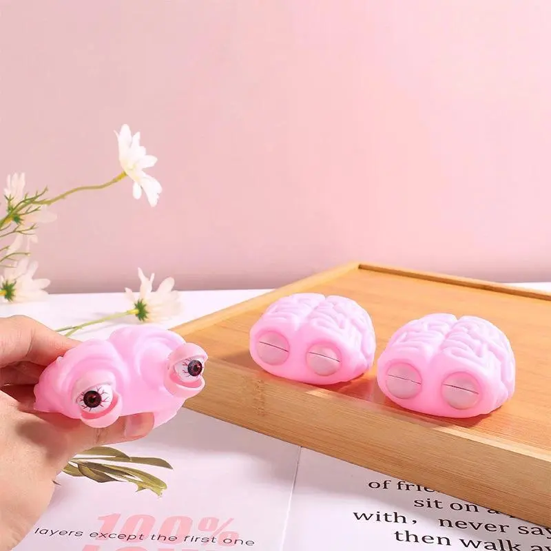 6*3.5*7.5cm Anti-Stress Flippy Brain Squishy Eye-Popping Squeeze Fidget Toy, Halloween Hand-Washable Decompression Toy for ADHD Autism Anxiety Relief, Wrist Exercises Support for Kids