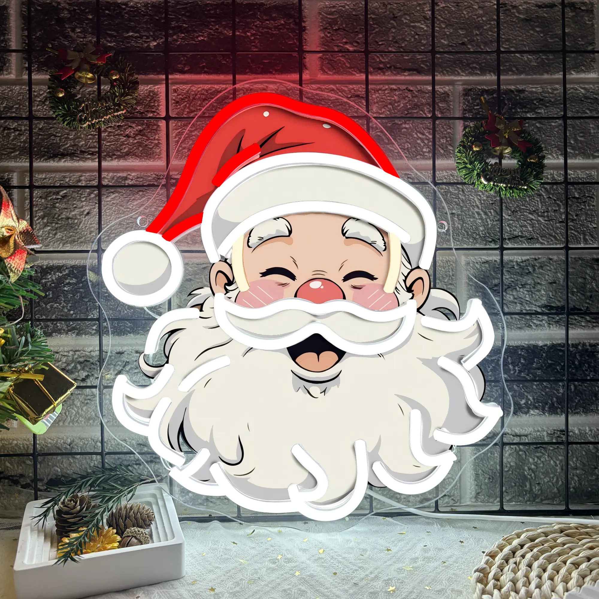 Santa Claus Neon Sign Christmas Decorations Dimmable LED Signs for New Year Wall Decor Neon Christmas Lights for Party Home Office Children Bedroom Xmas Gift for Kids