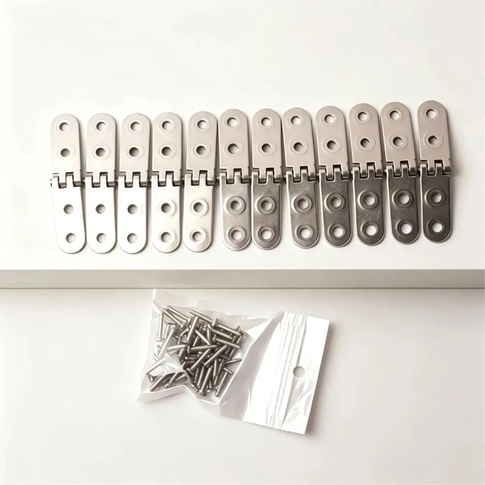 60Pcs Furniture Hinges Set (12Pcs Foldable Hinges + 48Pcs Screws), Silver Heavy-Duty Cabinet Door Hinges with Good Pressure Resistance, Flexible Hardware for Household Use