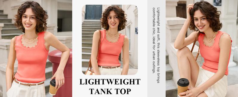 Saodimallsu Womens Ribbed Knit Tank Top Summer Sleeveless Square Neck Casual Basic Slimming Sweater Vest Tops