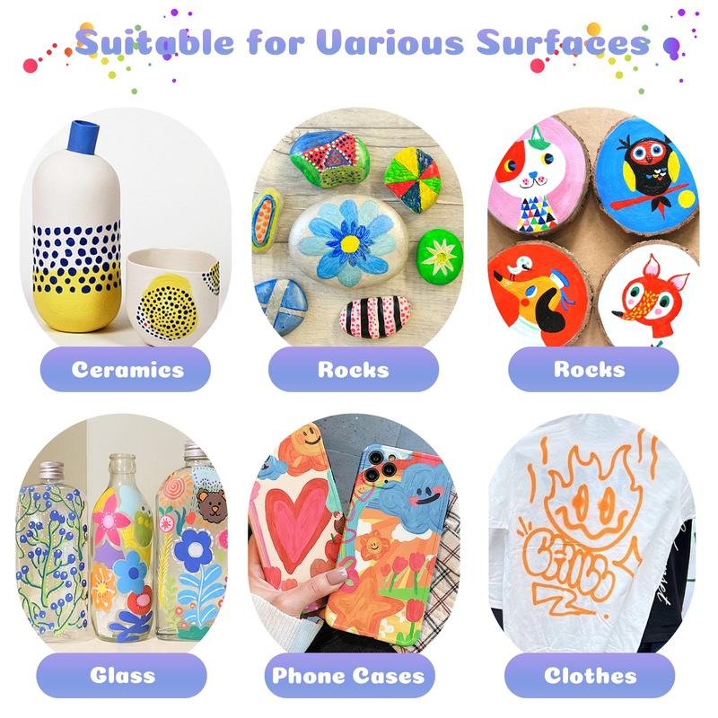 Acrylic Paint Marker Set, 1 Set Dual Tip Acrylic Paint Pens, Glass Marker Pens with Brush Tip and Fine Tip, Paint Pens for Rocks, Wood, Canvas, Stone, Ceramic Surfaces, Acrylic Markers