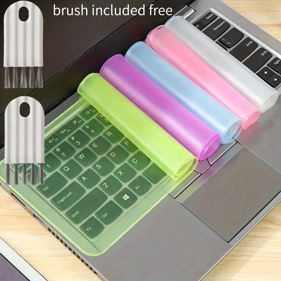 2-Pack Ultra-Thin Keyboard Protector Skin, Reusable Washable Laptop Cover, Multi-Colors for 15-17.0 Inch Notebooks, Keyboard Cleaning Brush Included