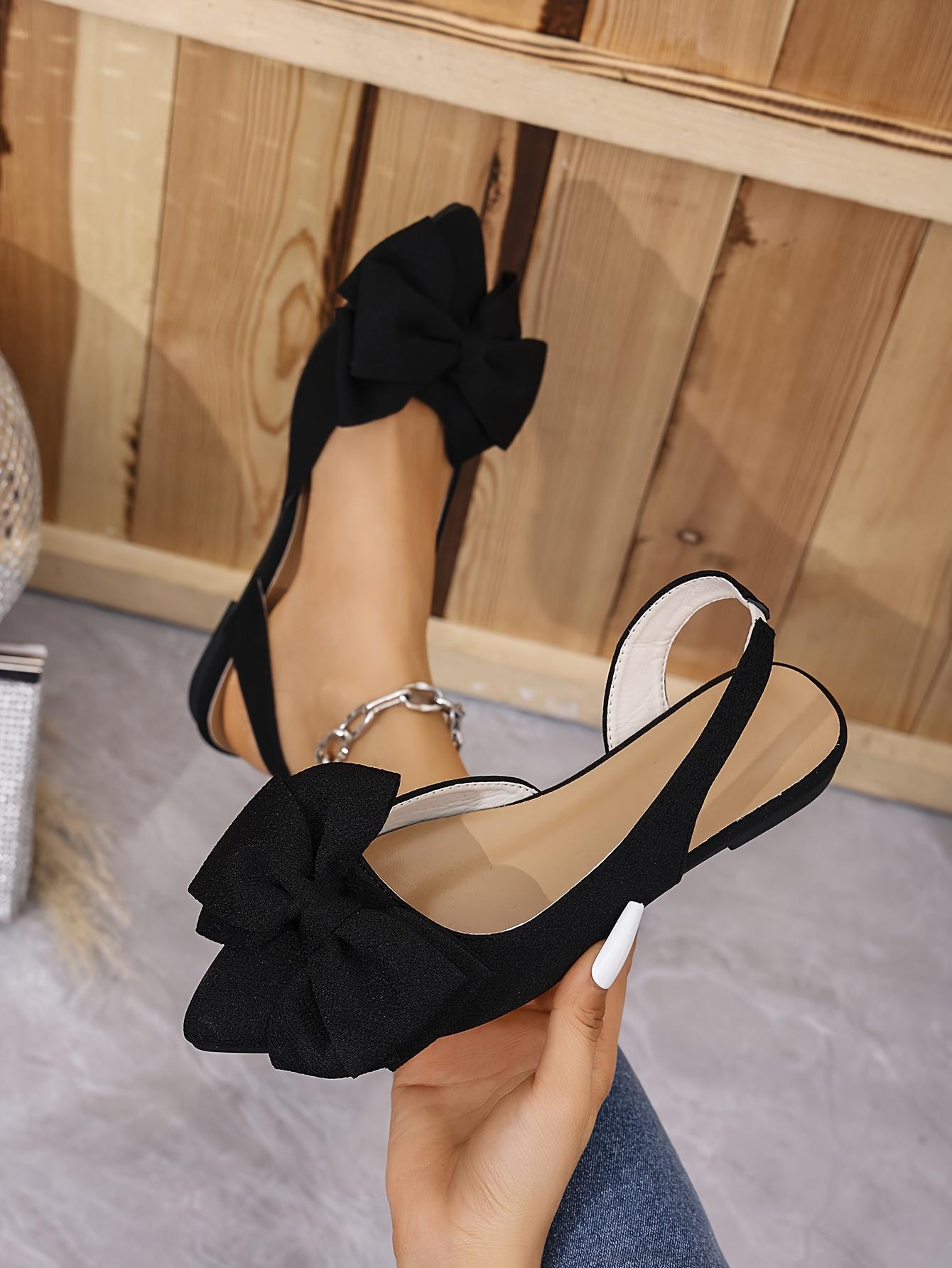Summer Women's Fashionable Butterfly Flower Decorated Flat Sandals with Pointed Toe, Ankle Strap, And Adjustable Heel - Black Casual Shoes, Women Shoes