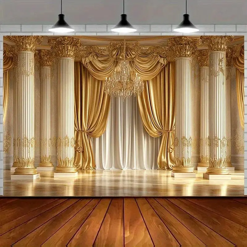 Golden Palace Royal Theme Polyester Tapestry - Lightweight Room Hanging, Luxury Home Decor, Family Engagement Thanksgiving Church Independence Day Event Photo Backdrop Banner, Gift Supplies
