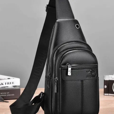 Men's Business Casual Solid Color Sling Bag, Fashionable PU Leather for Everyday Use, Trendy Versatile High-Quality Daily Commuting Bag, Belt Bag, Side Pouch, Pu Fanny Pack, Everyday Beltpack, Everything Belt Bag