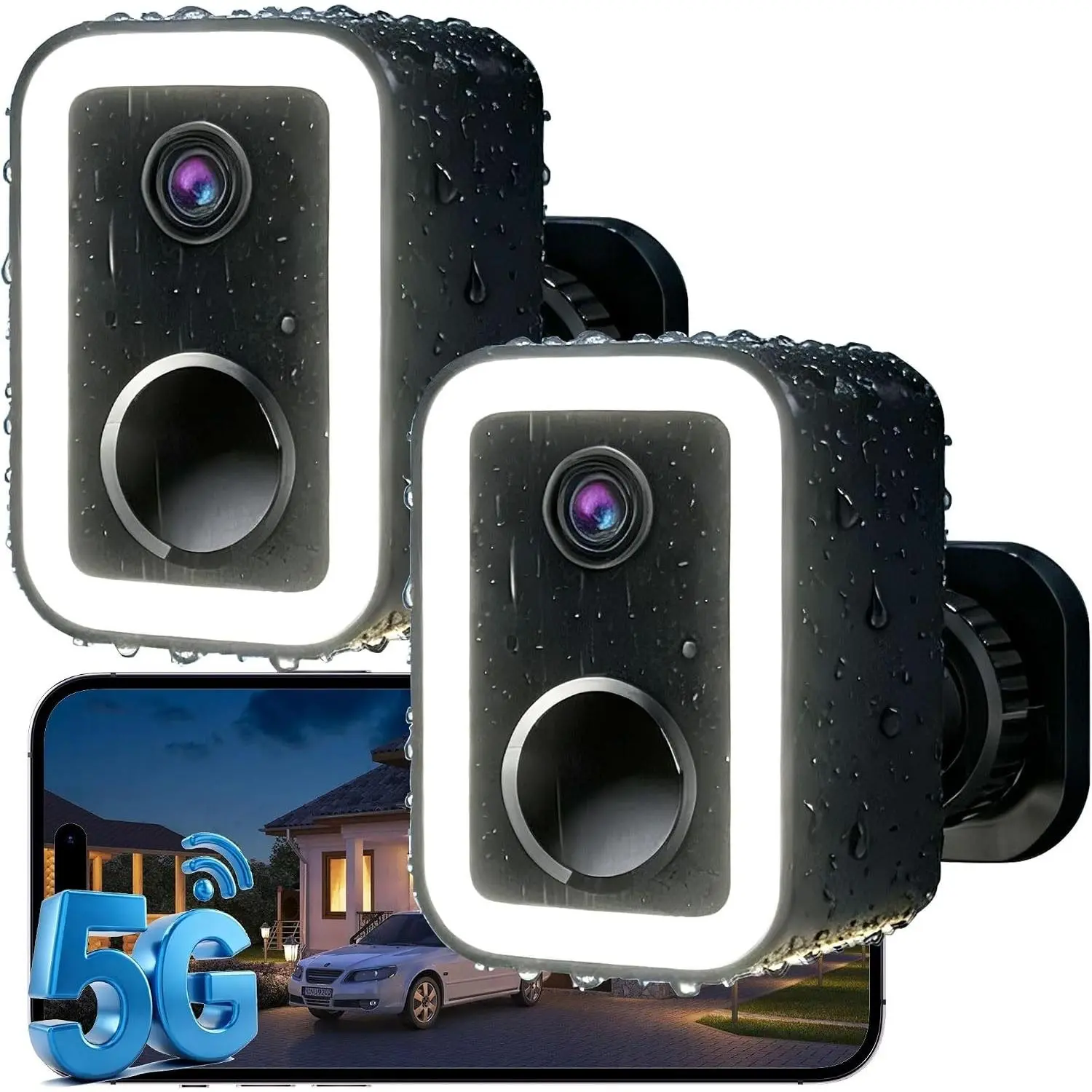 2 Pack Wireless Outdoor Security Cameras, Color Night Vision, AI Motion Detection, Spotlight Siren Alarm, 2-Way Audio Battery Powered Camera for Home Security