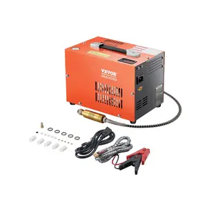 VEVOR PCP Air Compressor, 4500PSI/30Mpa Portable PCP Airgun Compressor with Built-in Converter Fan Cooling System, DC12V/AC120V Manual-Stop Air Rifle, Paintball and Scuba Tank Compressor Pump
