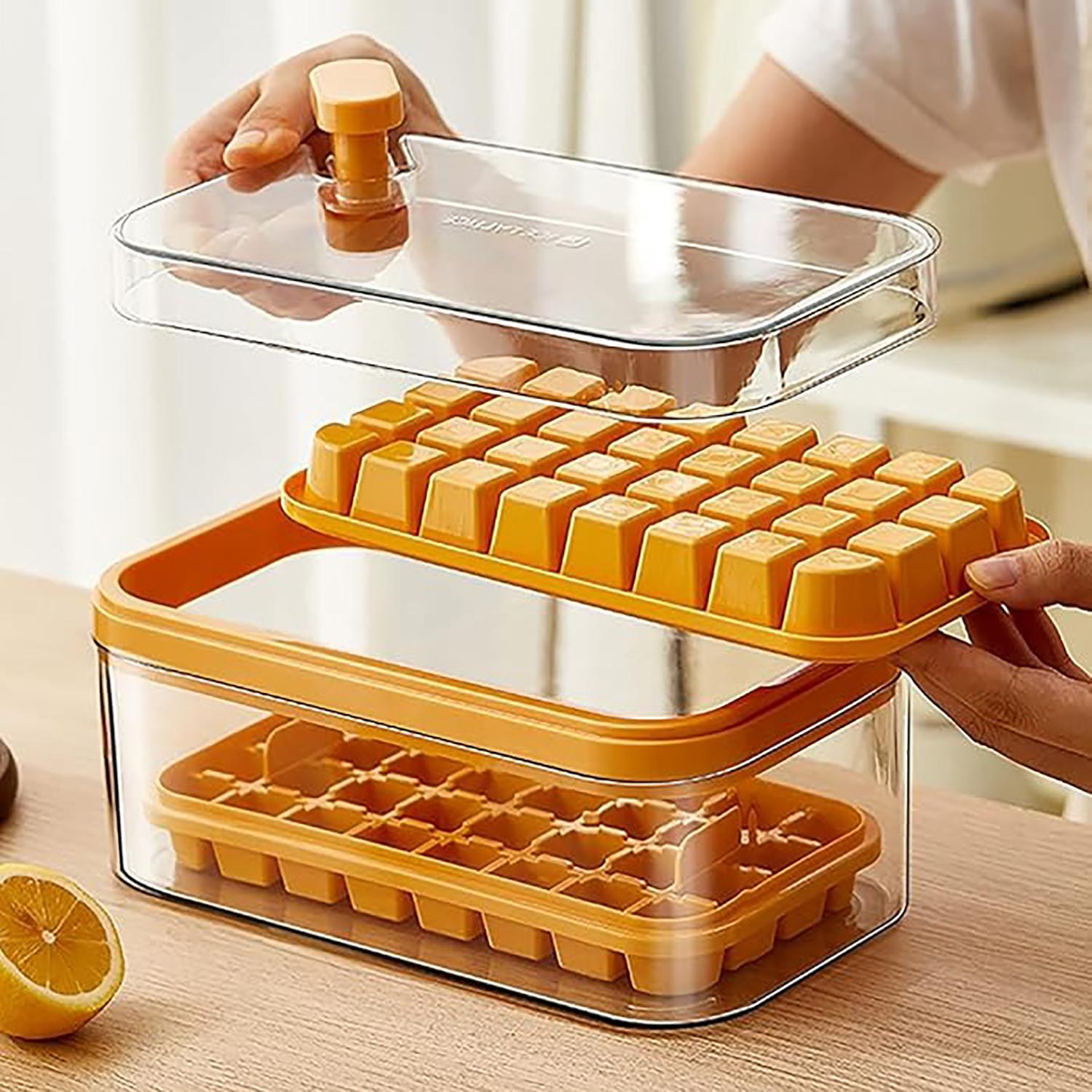 Household double-layer ice cube tray, ice cube mold, easy to demold, large-capacity ice cube storage box, Ice Molds