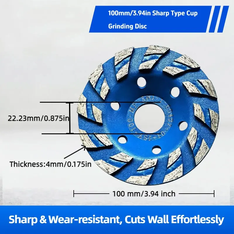 Diamond Concrete Grinding Wheel 125mm 150mm, Diamond Angle Grinder Disc for Concrete and Stone, Ideal for Construction and Masonry Work