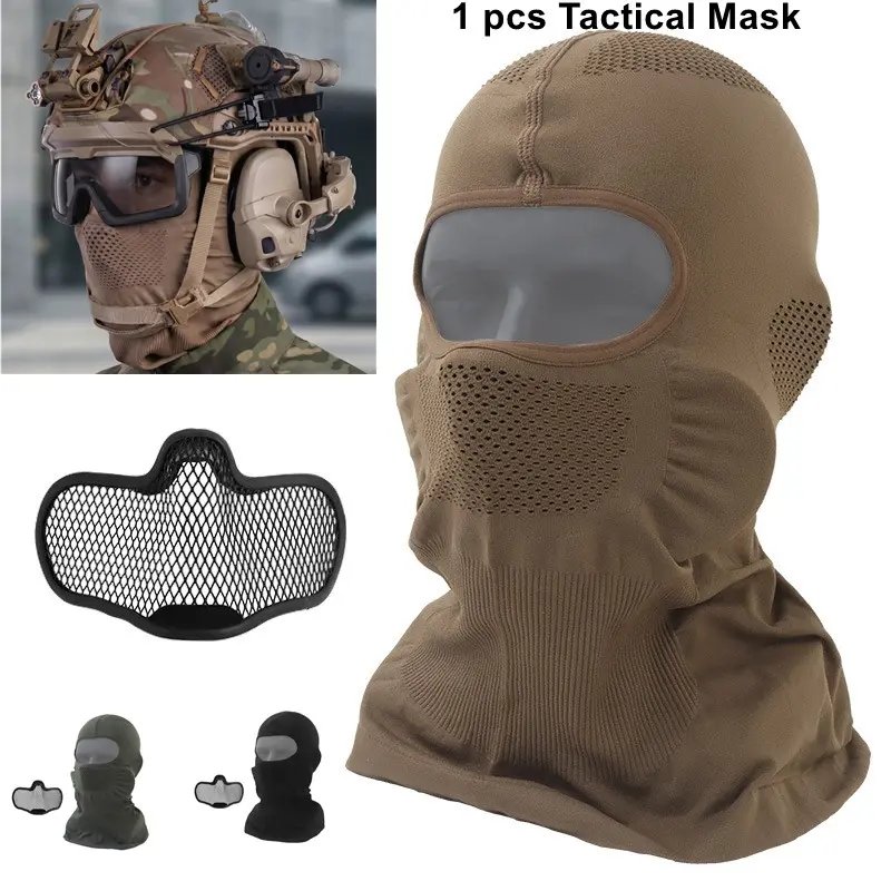 Tactical Balaclava Face Mask - Outdoor Sports & Cycling Gear with Dust Protection & UV Defense, Camouflage Metal Steel Mesh Masks for All Seasons, Protective Face Mask, Dustproof Mask, Cycling Face Cover