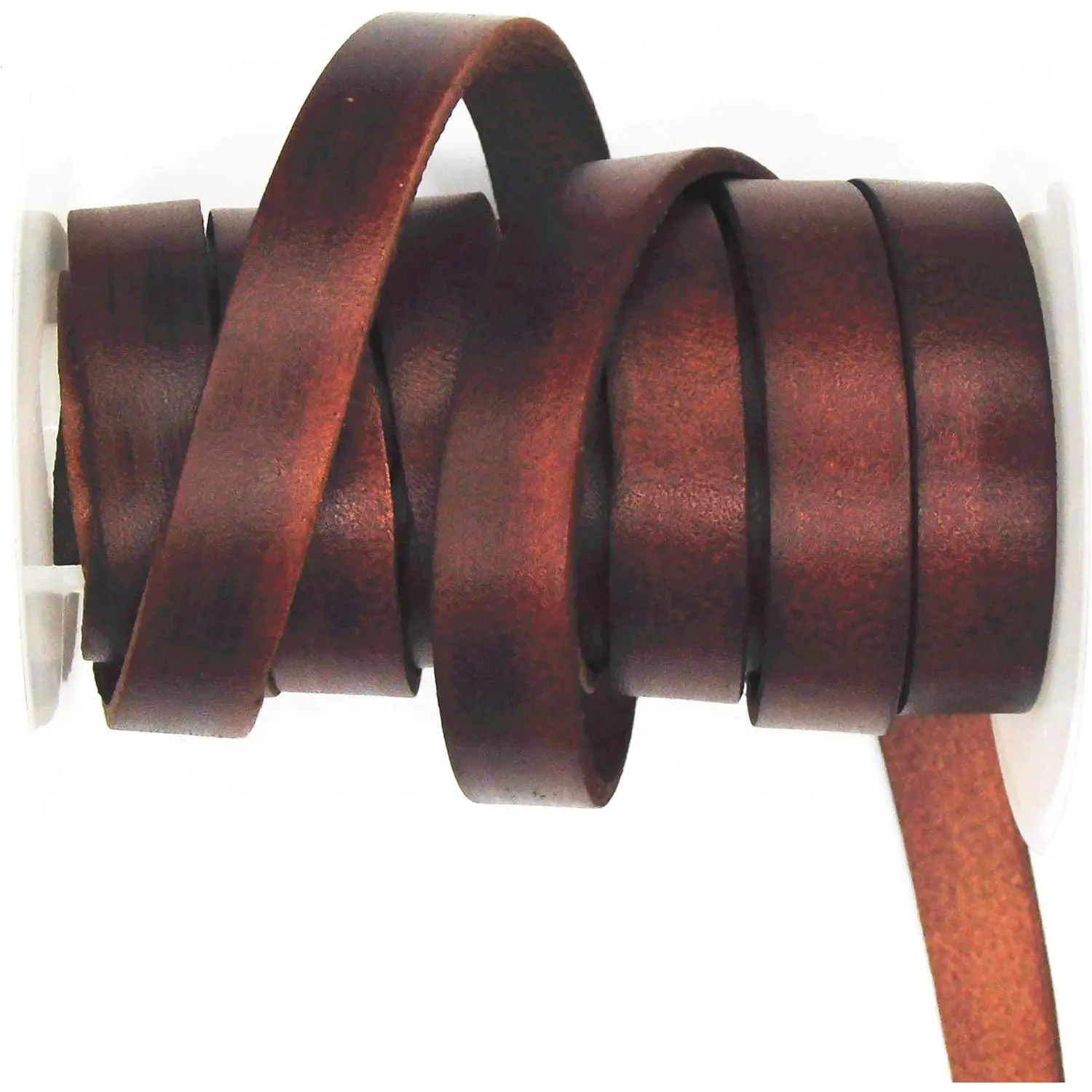2 Yards 10mmx2mm Genuine Cow  Flat Leather Strip, 10mm Wide Real Leather Craft for  Making LeatherRush (Brown 2 Yards)