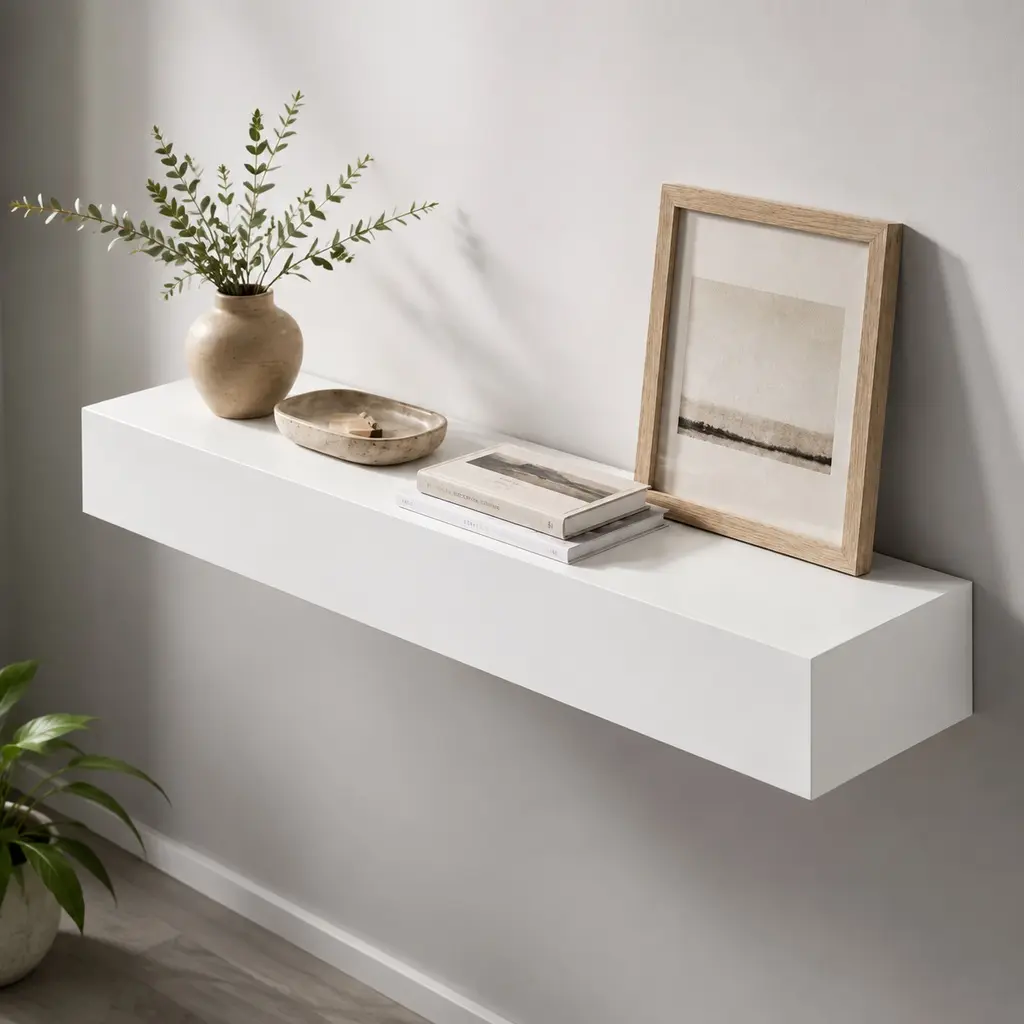 60-in Solid Paulownia Wooden Arch Fireplace Mantel Floating Shelf, Wall-Mounted Bracket-Mount with Hollow & Metal Accents, Farmhouse Living Room & Kitchen Decor, 60x9x6 in, 70 lbs Capacity, Expansion Tubes Included, Complements Home Decor