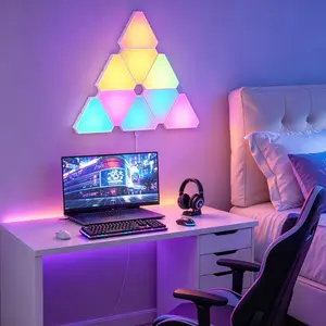 Triangle Quantum Light RGB Color Changing Sound Control Ambient Lamp, Gaming Room Desktop DIY Puzzle Board, Bedroom TV Background Wall Lamp, Game Room Gift
