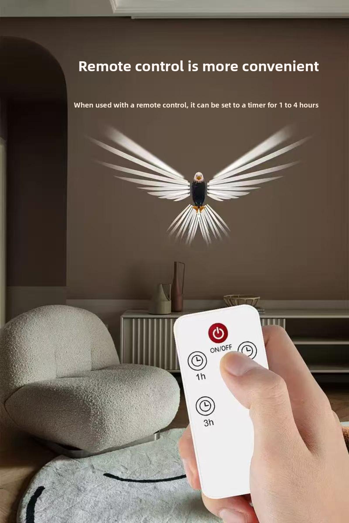 Smart Motion Sensor Bald Eagle Night Light| Remote Control RGB Wall Lamp| No Drilling Magnetic Installation For Bedroom Corridor Hallway