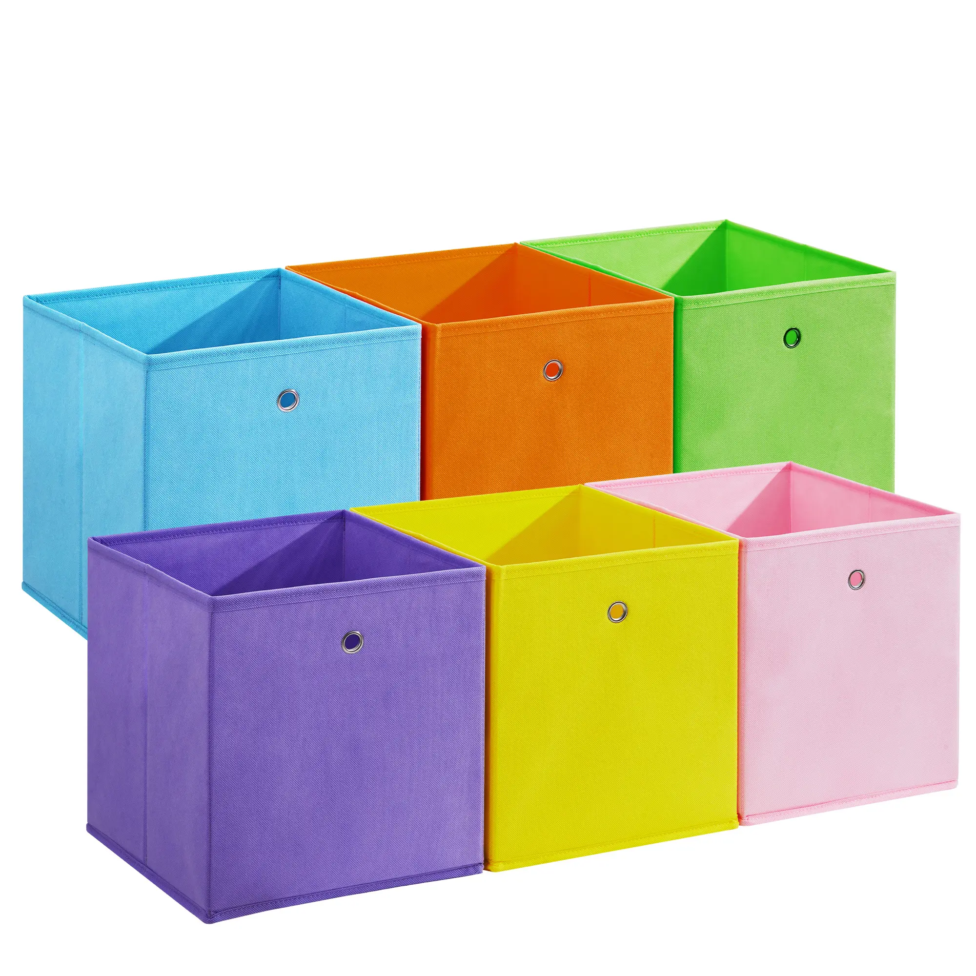 Set of 12 Collapsible Fabric Storage Bins – Open Top Organizer Cubes – Collapsible, Non-Woven, Easy-Access Handles – Perfect for Closet, Shelves, Kids Room, Bedroom, Living Room – Macaron Colors