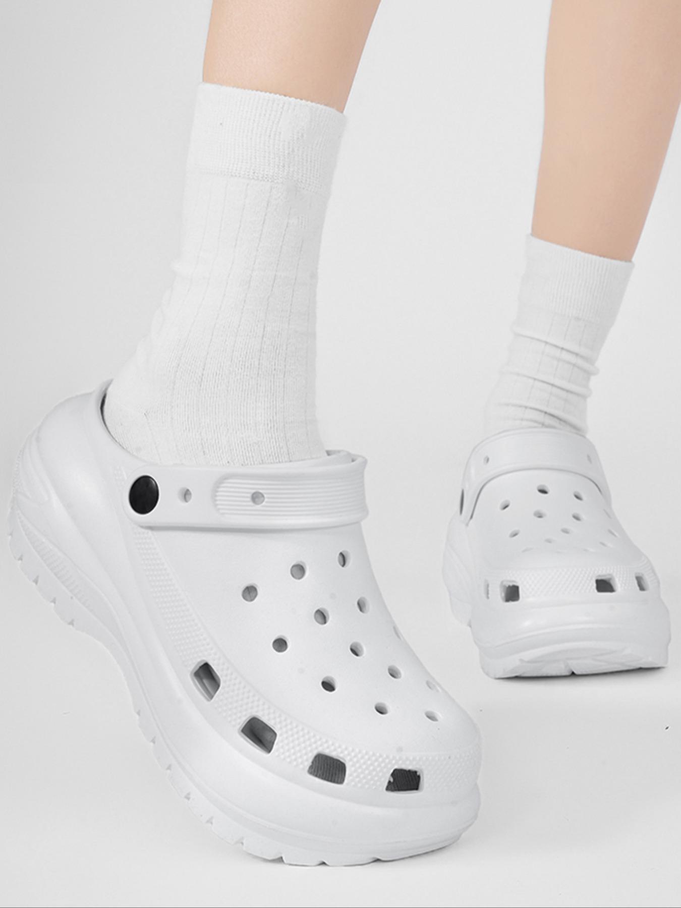 Women's Plain Color Platform Clogs, Casual Comfortable Breathable Clogs, Fashionable Shoes for Indoor & Outdoor Wear, Beach Shoes Slippers