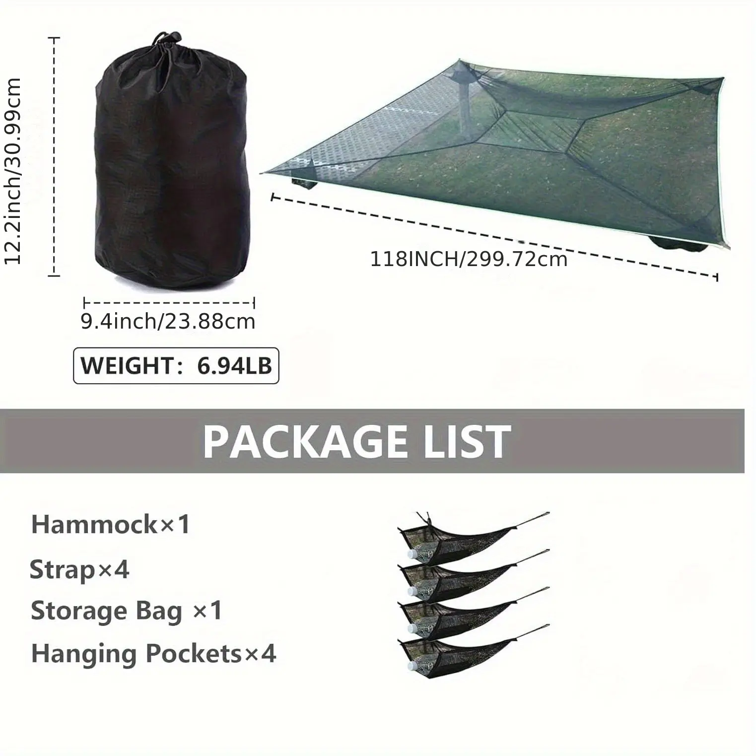 Over Sized Square Camping Hammock, Max 660 Lbs for 4 People, Multi Person Tree Hammock with 4 Tie Down Straps & Net Pocket, Portable Outdoor Travel Provide An Innovation for your Relaxation, Christmas Gift