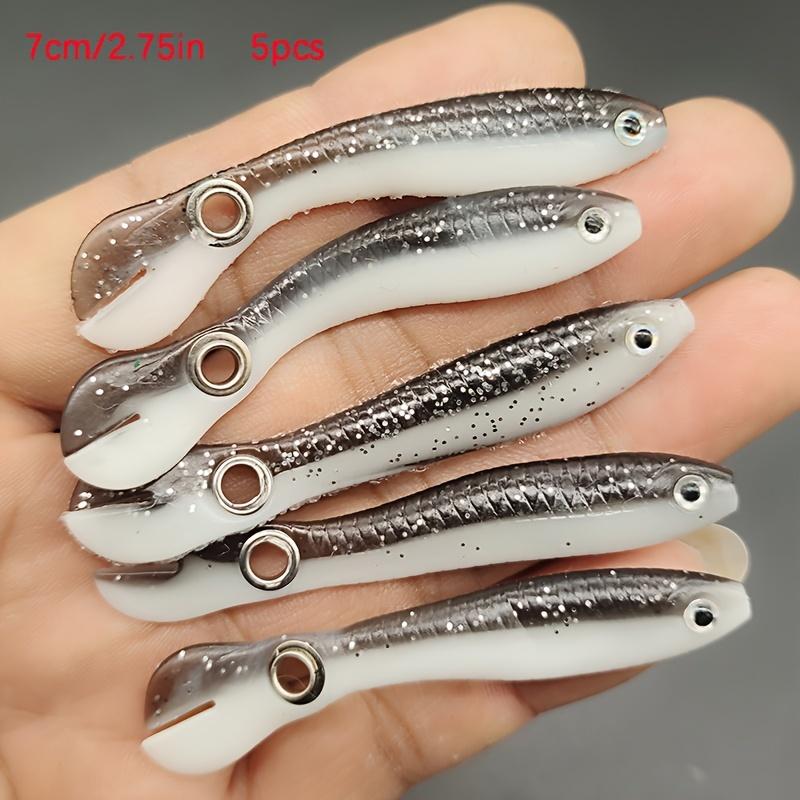 7cm/10cm 5pcs Mud Loach Bionic False Bait Roadside Throwing Tail Fish Soft Bait Freshwater Pufferfish Bass Black Fish Catfish Soft Insect Soft Fish Bait